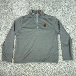 Timberland Pullover Mens XL Gray Fleece Casual Outdoor Logo Patch 1/4 Zip Logo